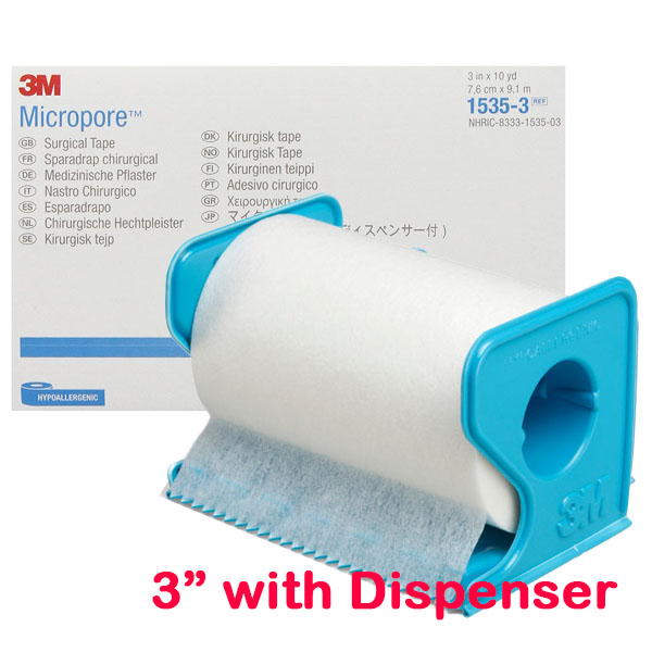 3M Micropore Surgical Tape 3" x 9.1m with Dispenser - 4's/box